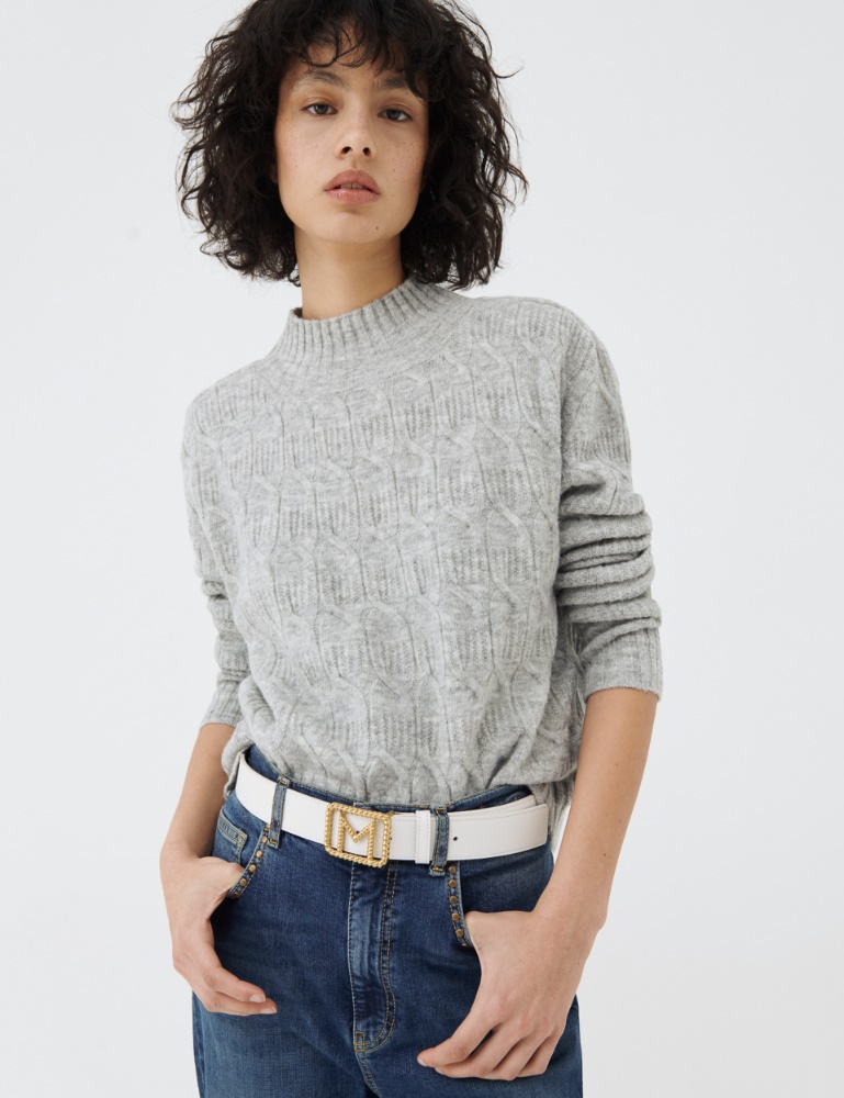 Cable-knit sweater - Light grey - Marella