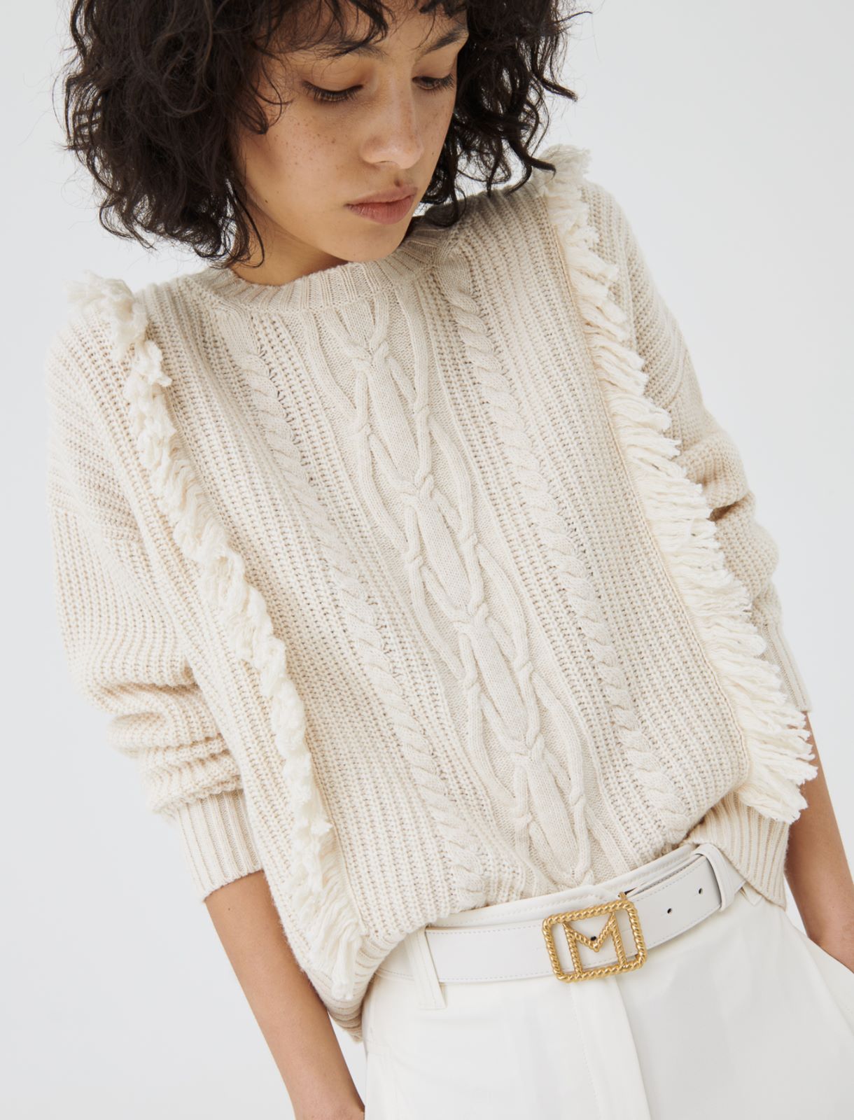 Fringed sweater - Cream - Marella - 4