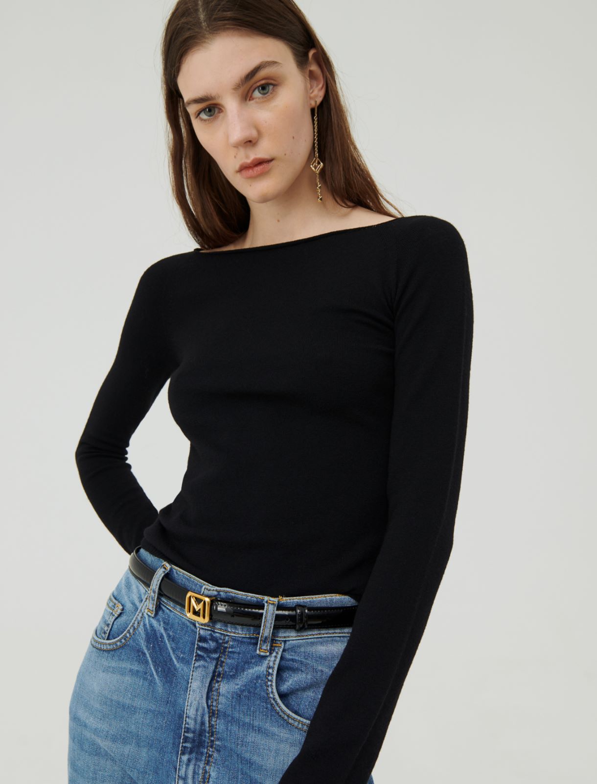 Anliegender Pullover, schwarz - Marella
