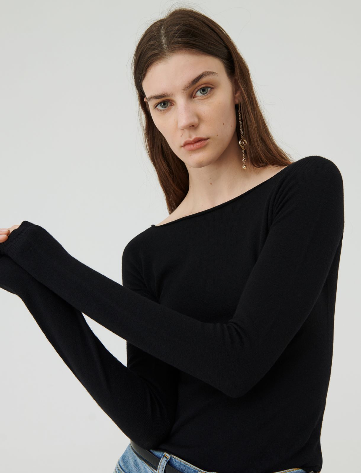 Anliegender Pullover, schwarz - Marella