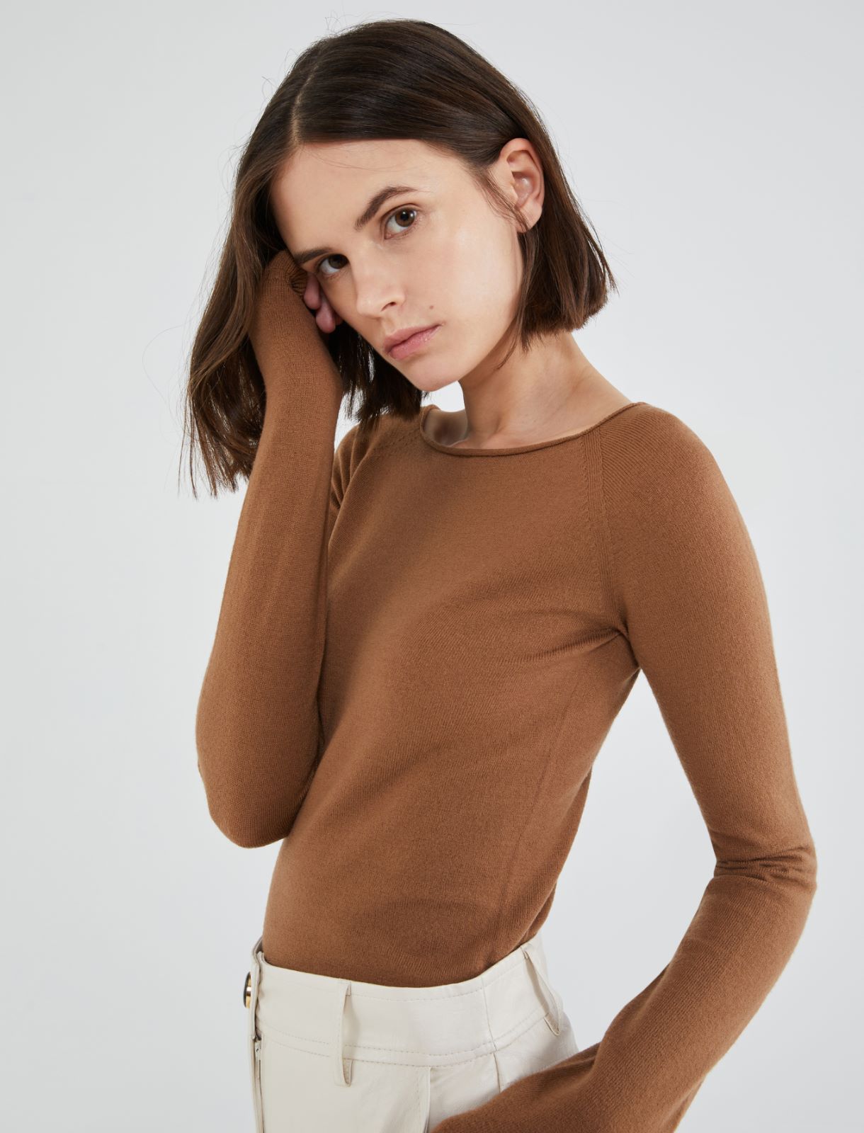 Slim-fit sweater - Camel - Marella - 3