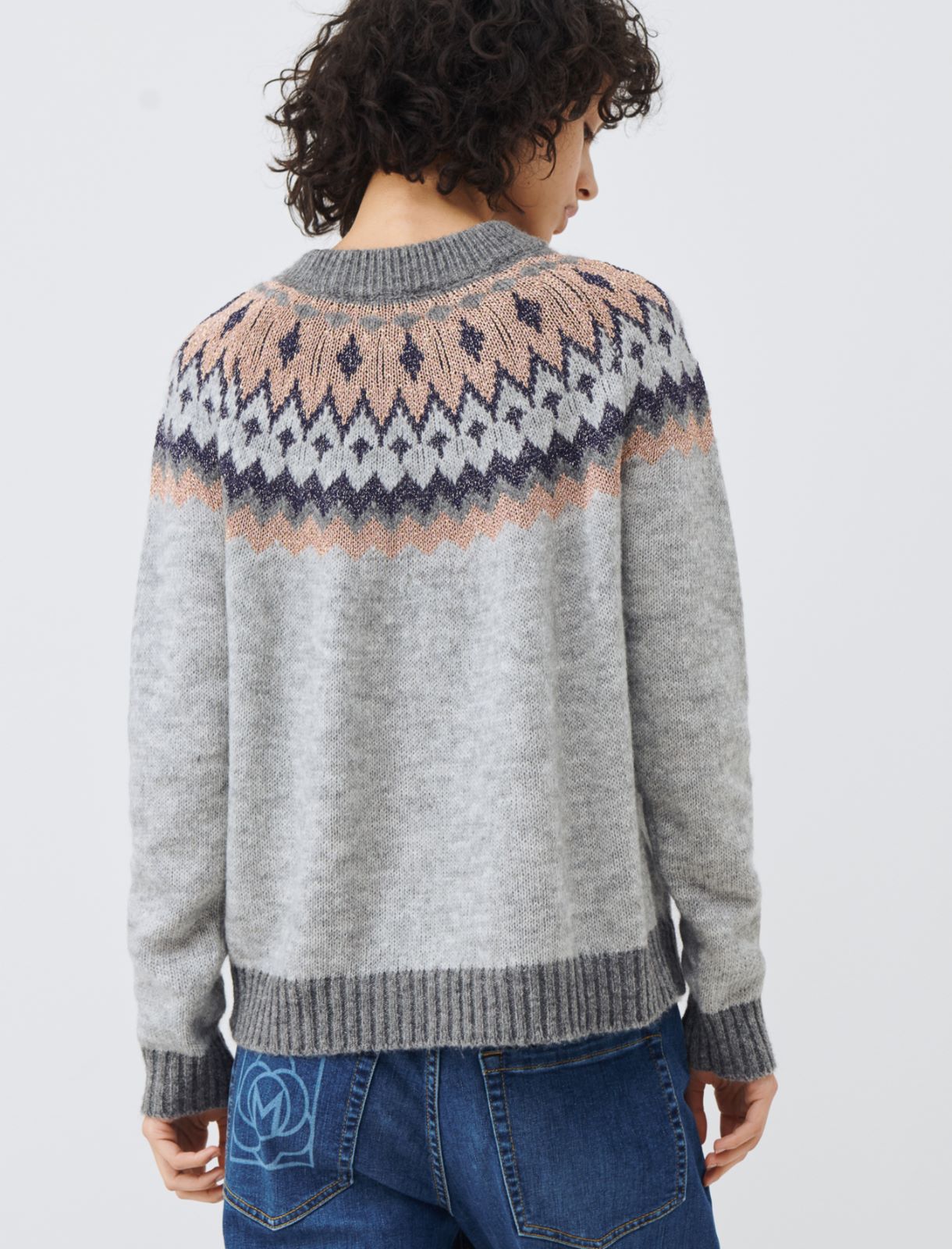 Inlay sweater - Light grey - Marella - 2
