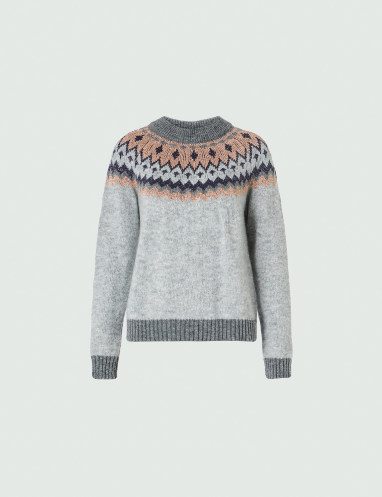 Inlay sweater - Light grey - Marella - 2