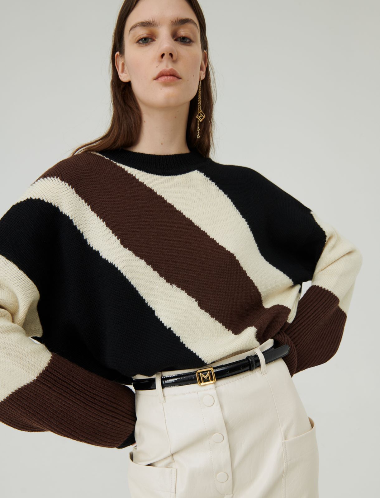 Inlay sweater - Brown - Marella - 4