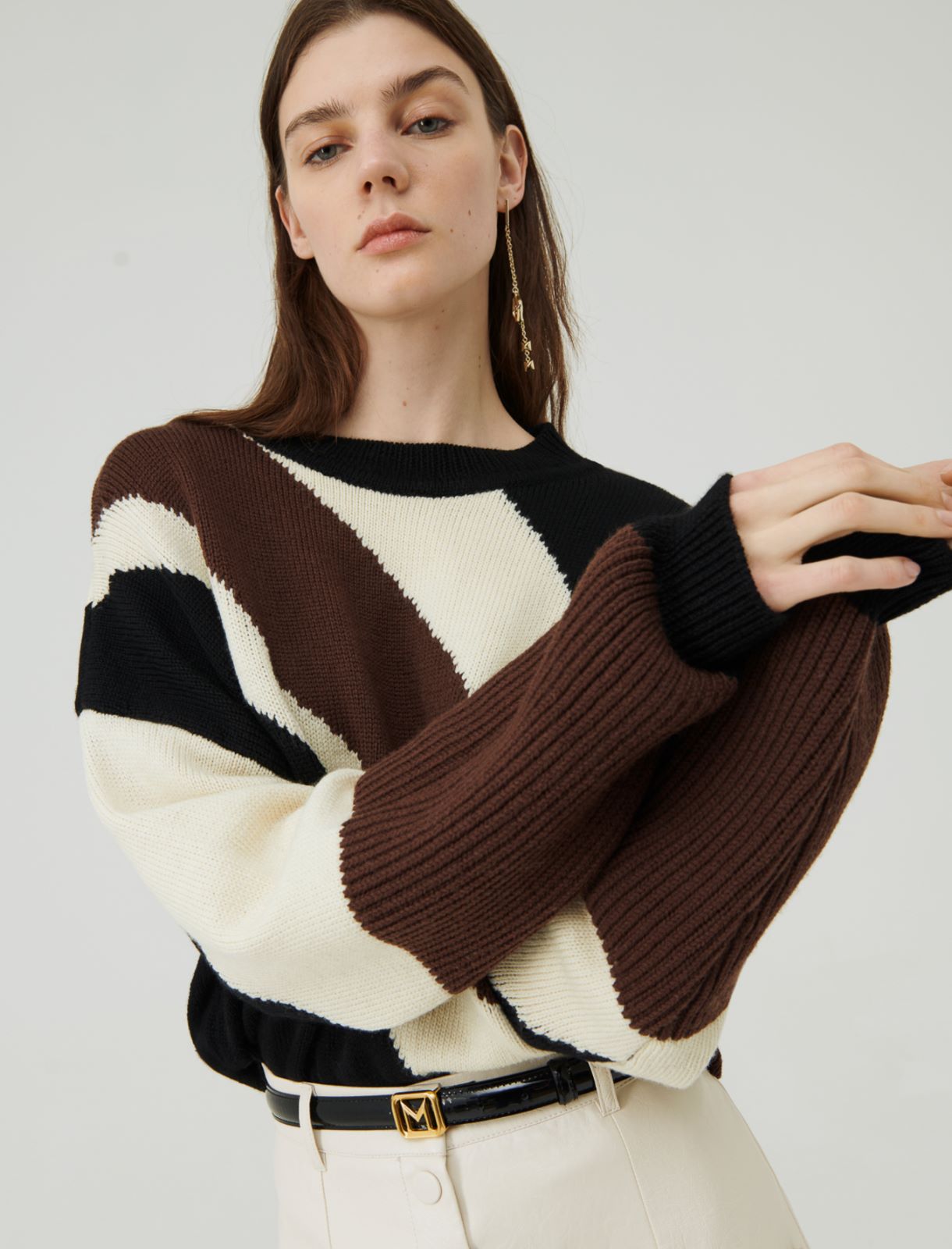 Inlay sweater - Brown - Marella - 5