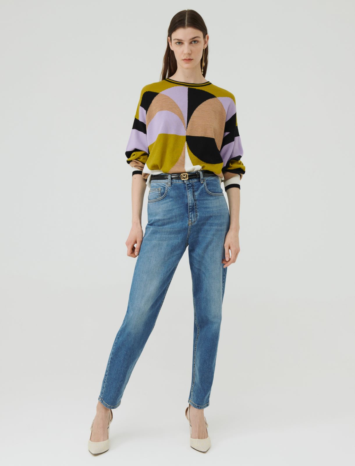 Inlay sweater - Lime - Marina Rinaldi