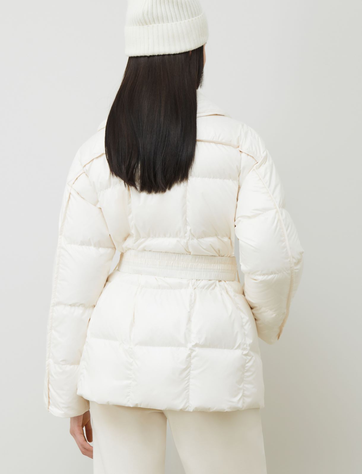 Belted quilted jacket - White - Marella - 3