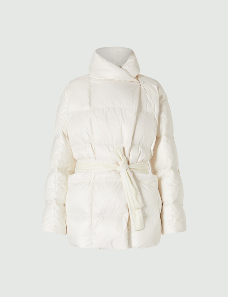 Belted quilted jacket - White - Marella - 2