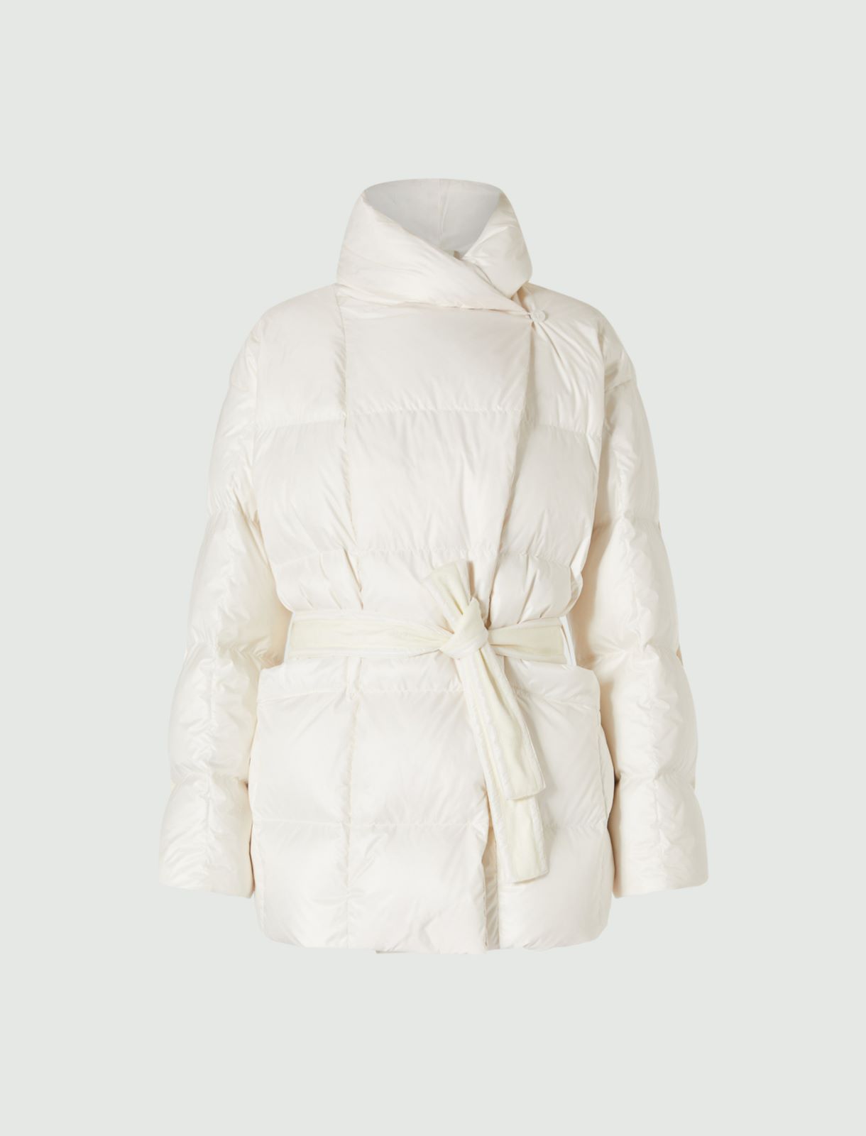 Belted quilted jacket - White - Marella - 5