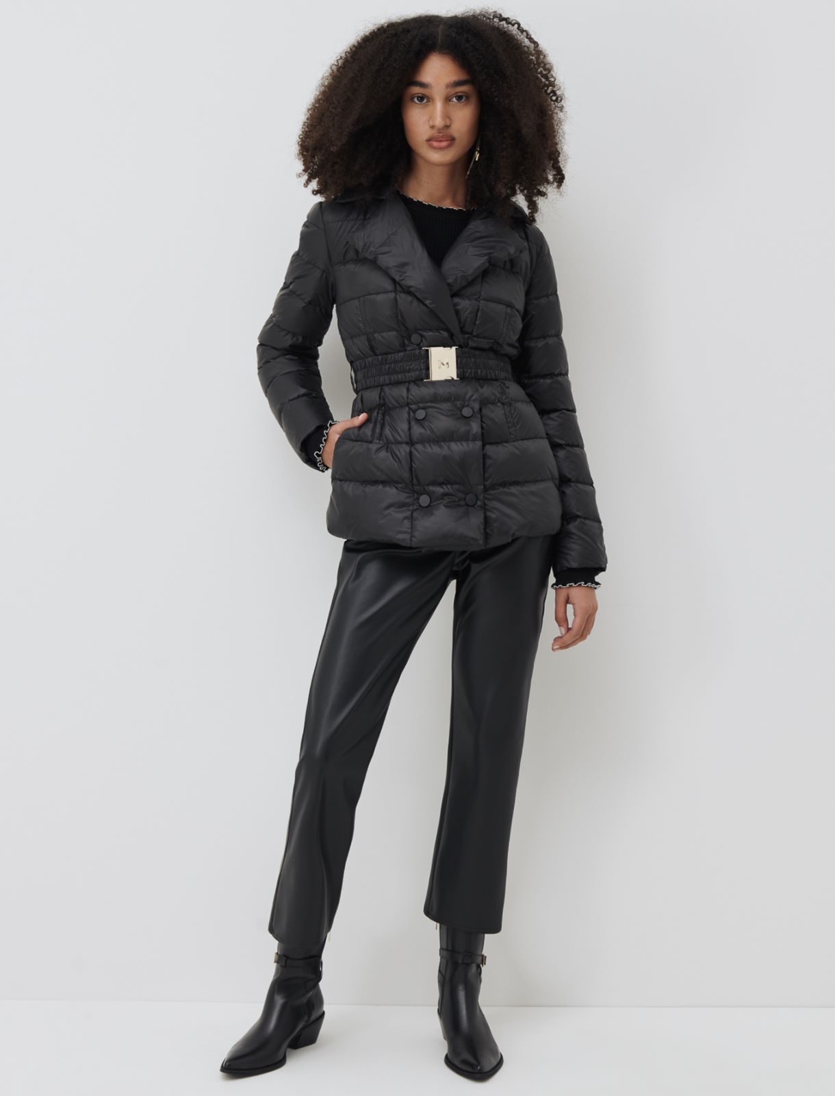 Double-breasted down jacket, black | Marella