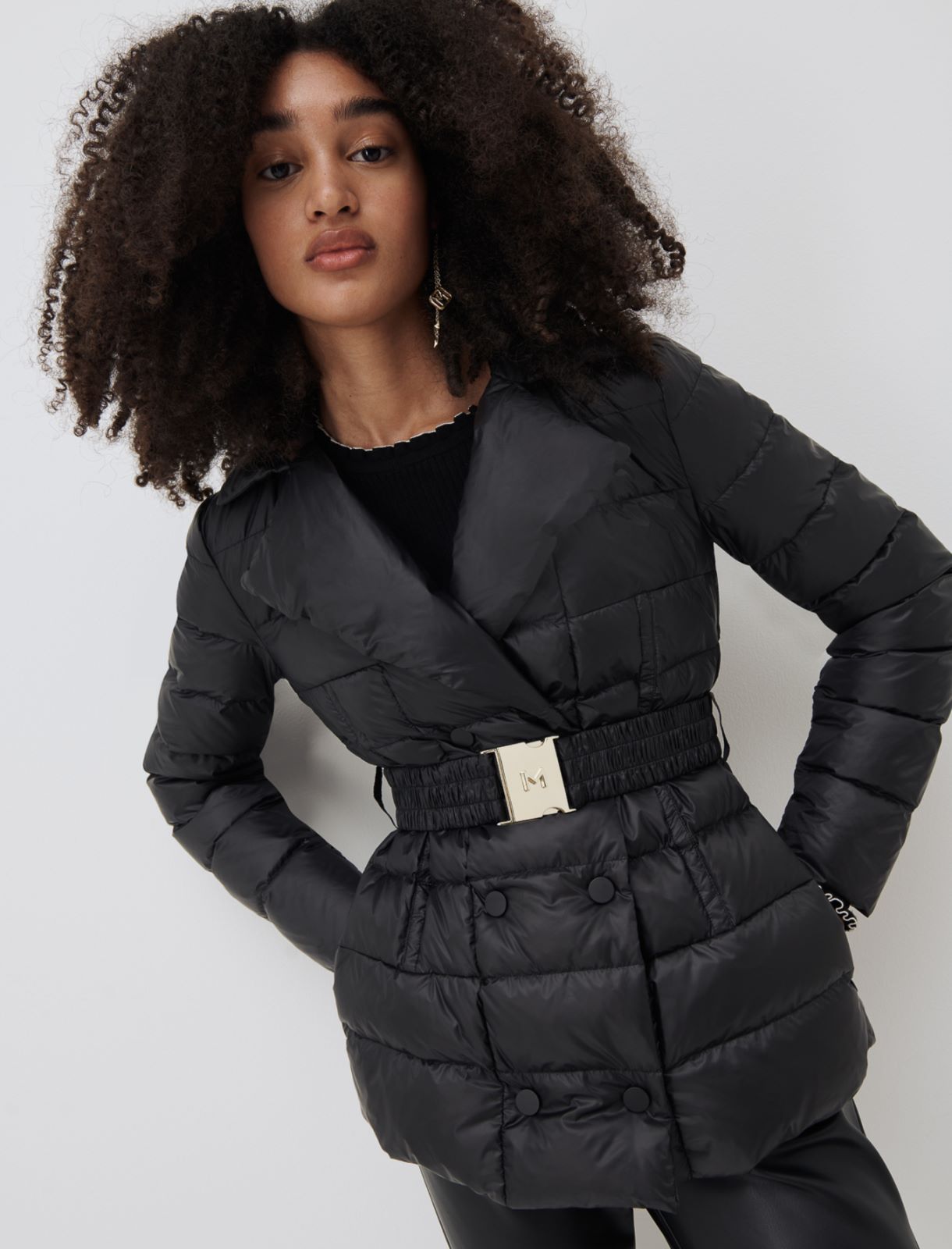 Double-breasted down jacket, black | Marella
