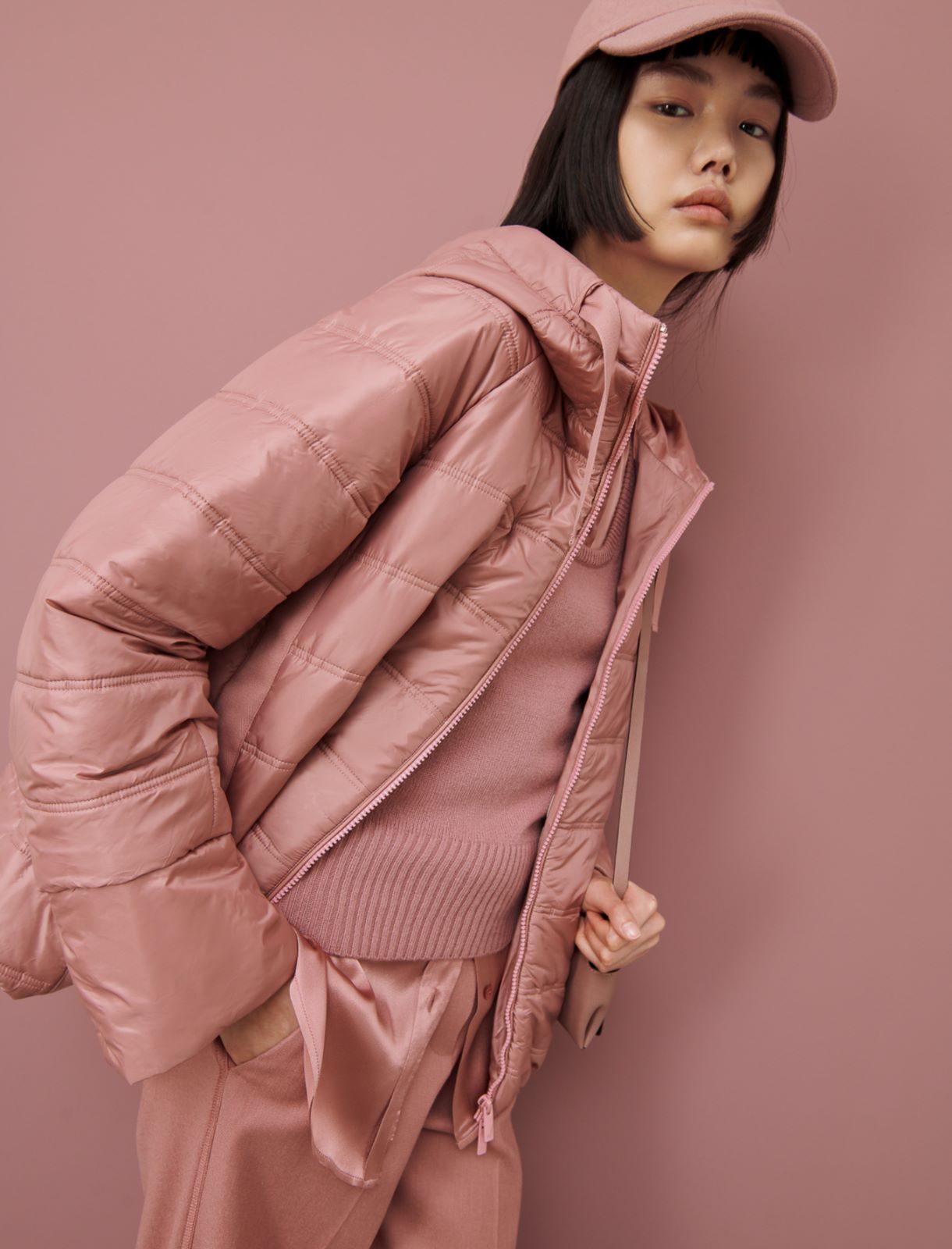 Hooded quilted jacket - Antique rose - Marella - 3