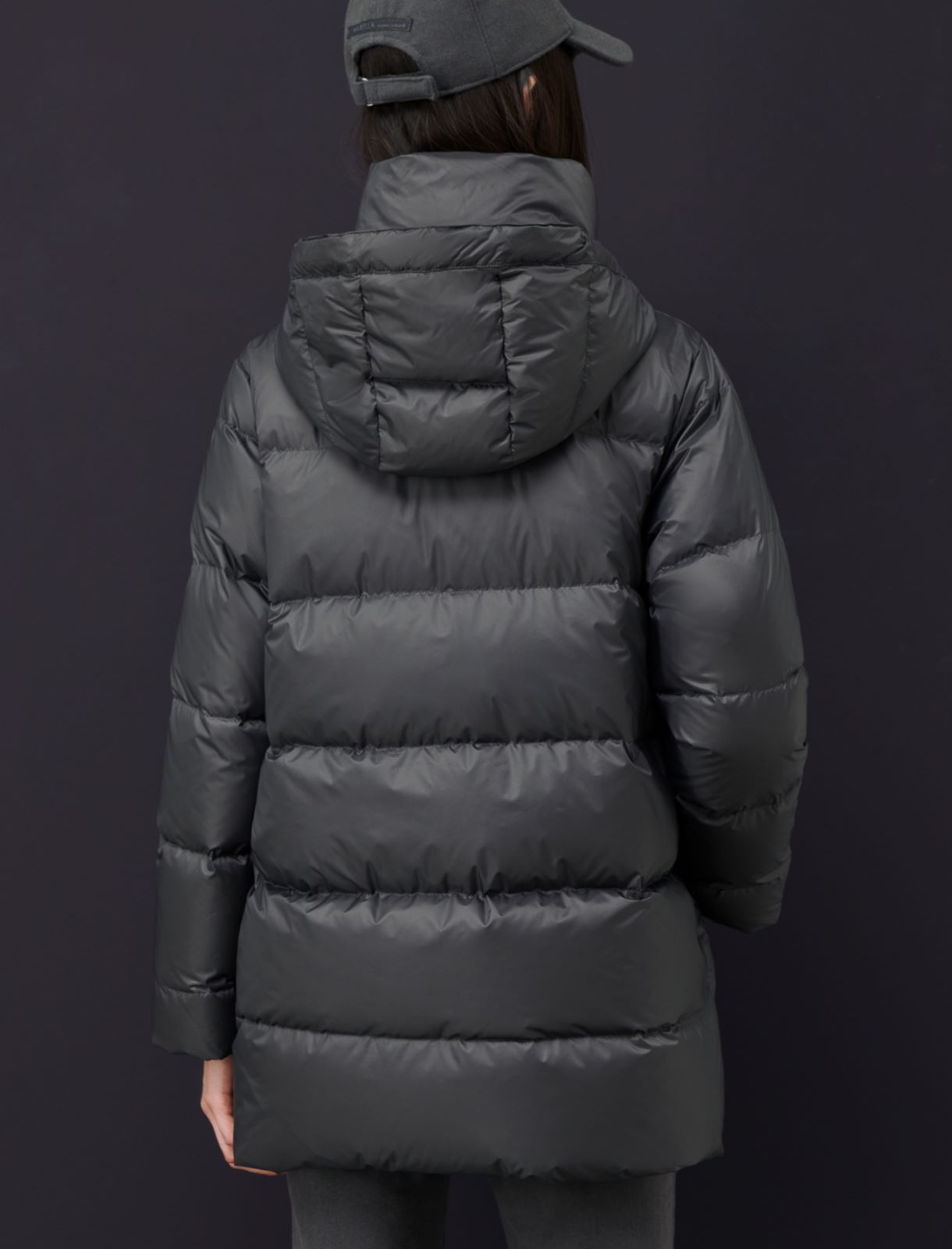 Hooded quilted jacket - Dark grey - Marella - 2