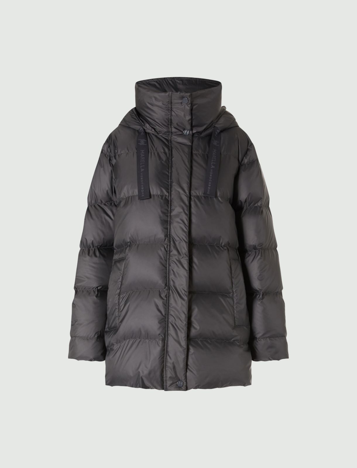 Hooded quilted jacket - Dark grey - Marella - 5