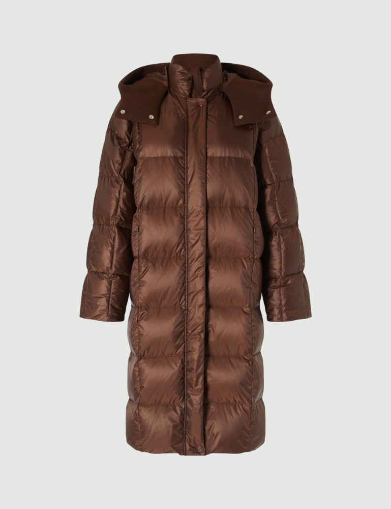 Long quilted jacket - Dark brown - Marella - 2