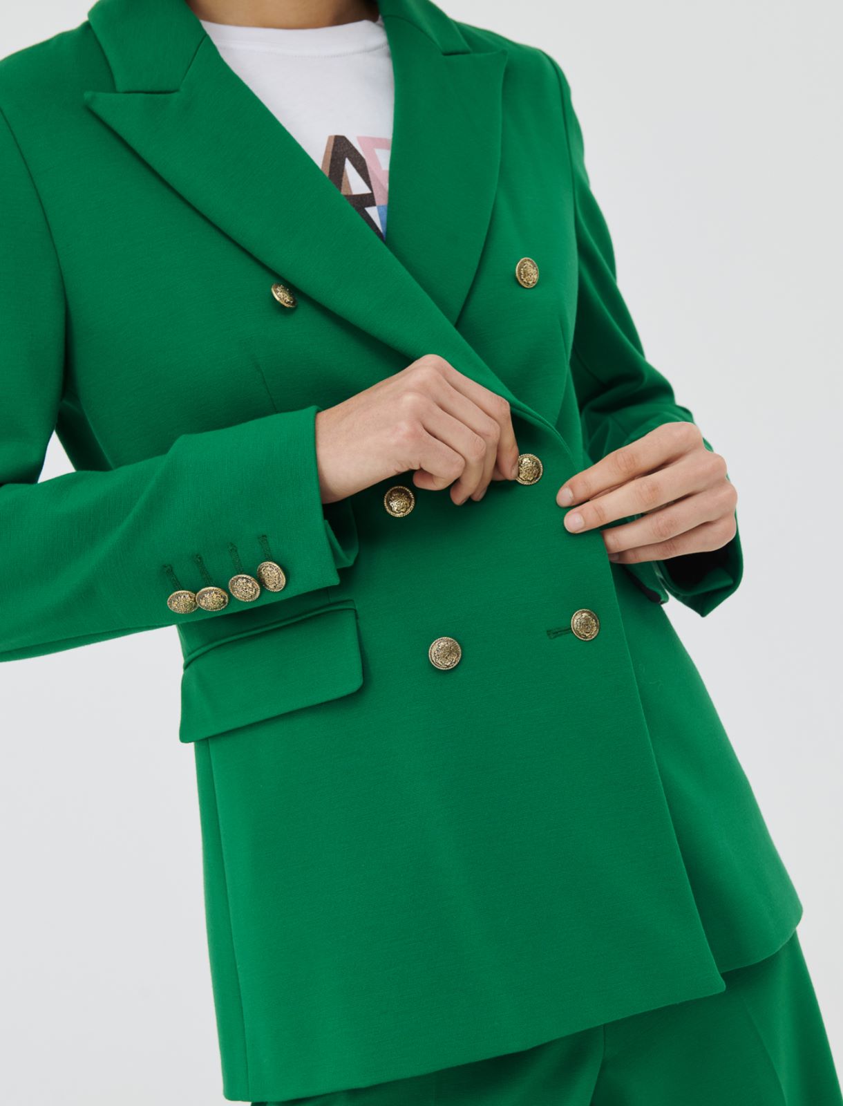 Double-breasted blazer - Green - Marina Rinaldi - 4