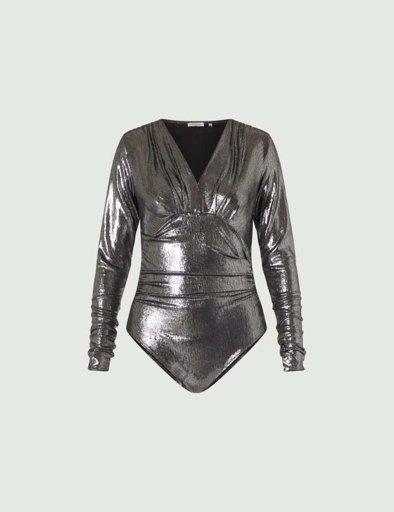 Laminated bodysuit - Silver - Marella - 2