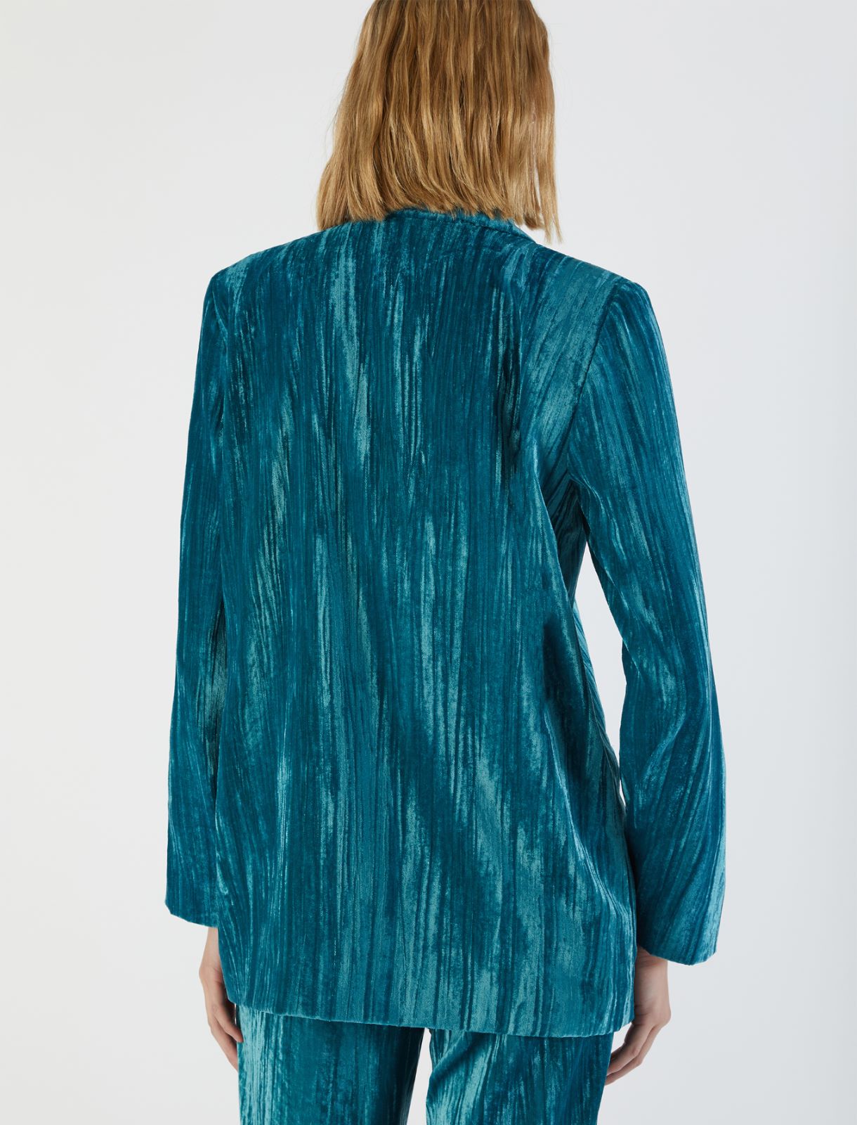 Blazer en velours, bleu paon | Marella Blazer en velours - Bleu paon - Marella - 2