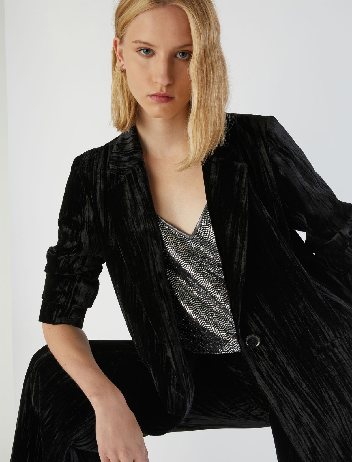 Blazer in velluto, nero | Marella Blazer in velluto - Nero - Marella - 3