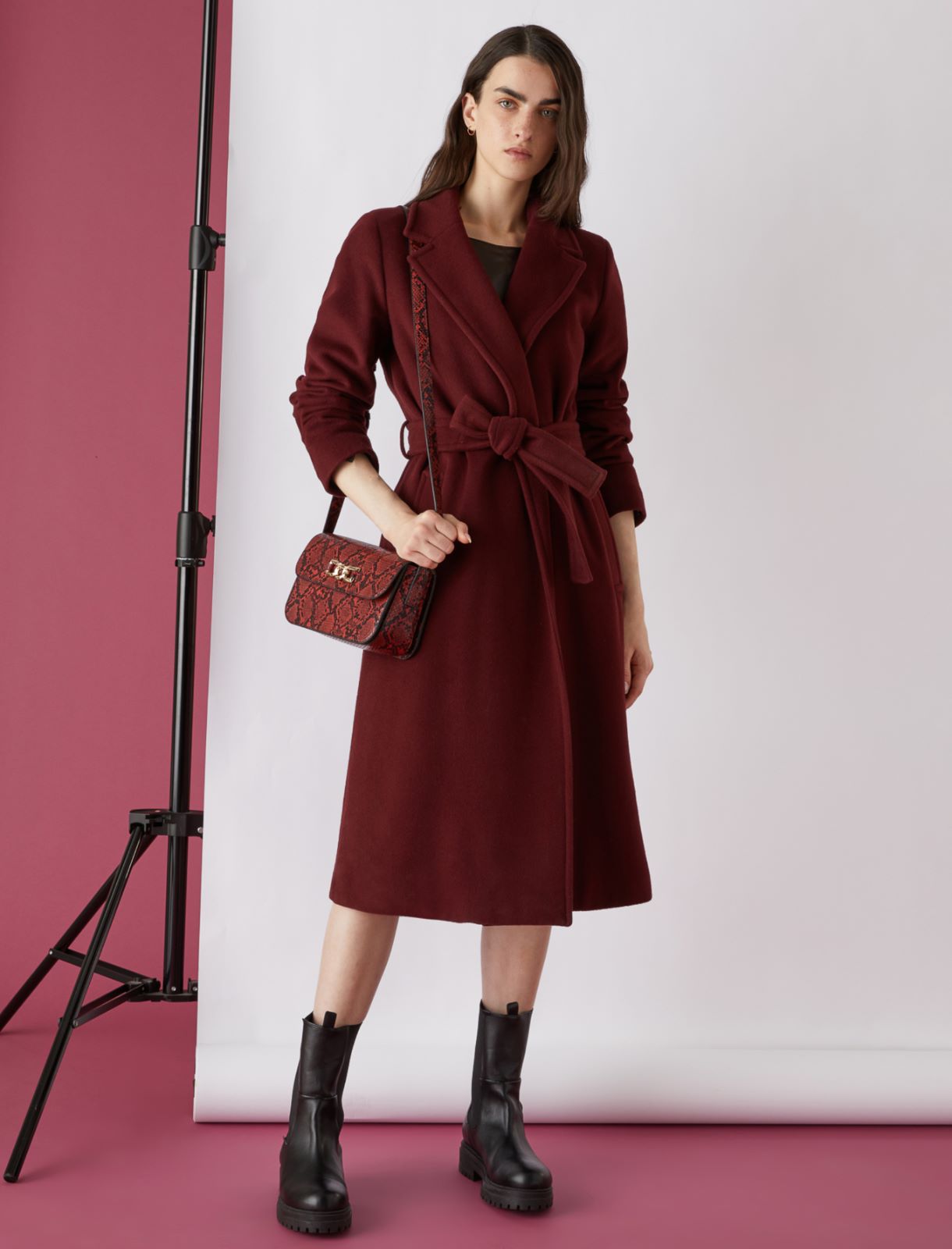 Belted coat, bordeaux | Marella