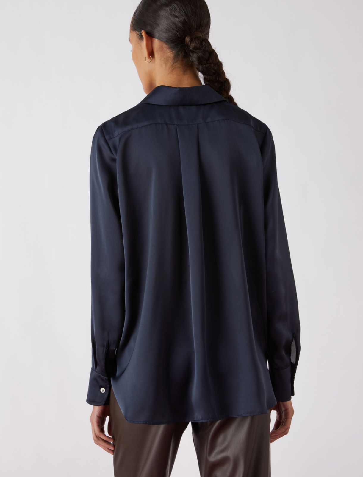 Hemdbluse aus Satin, navyblau | Marella