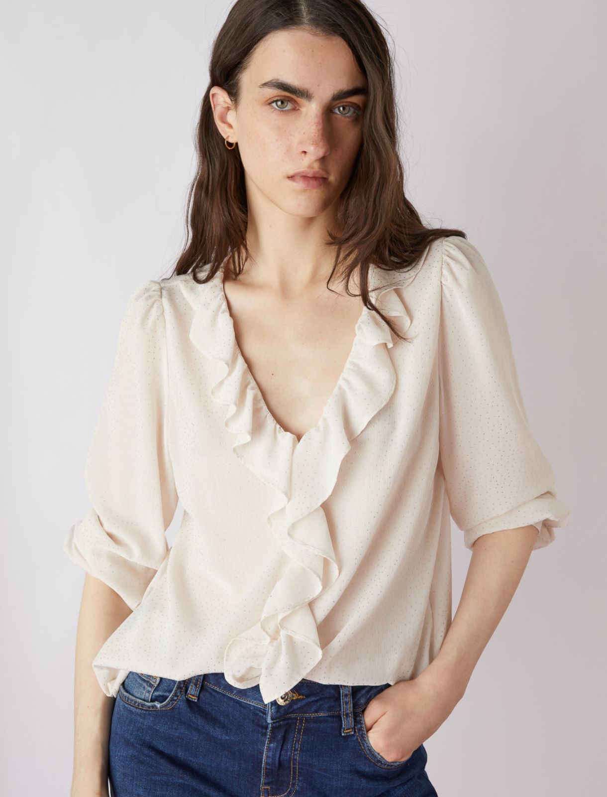 Ruched blouse, cream - Marella