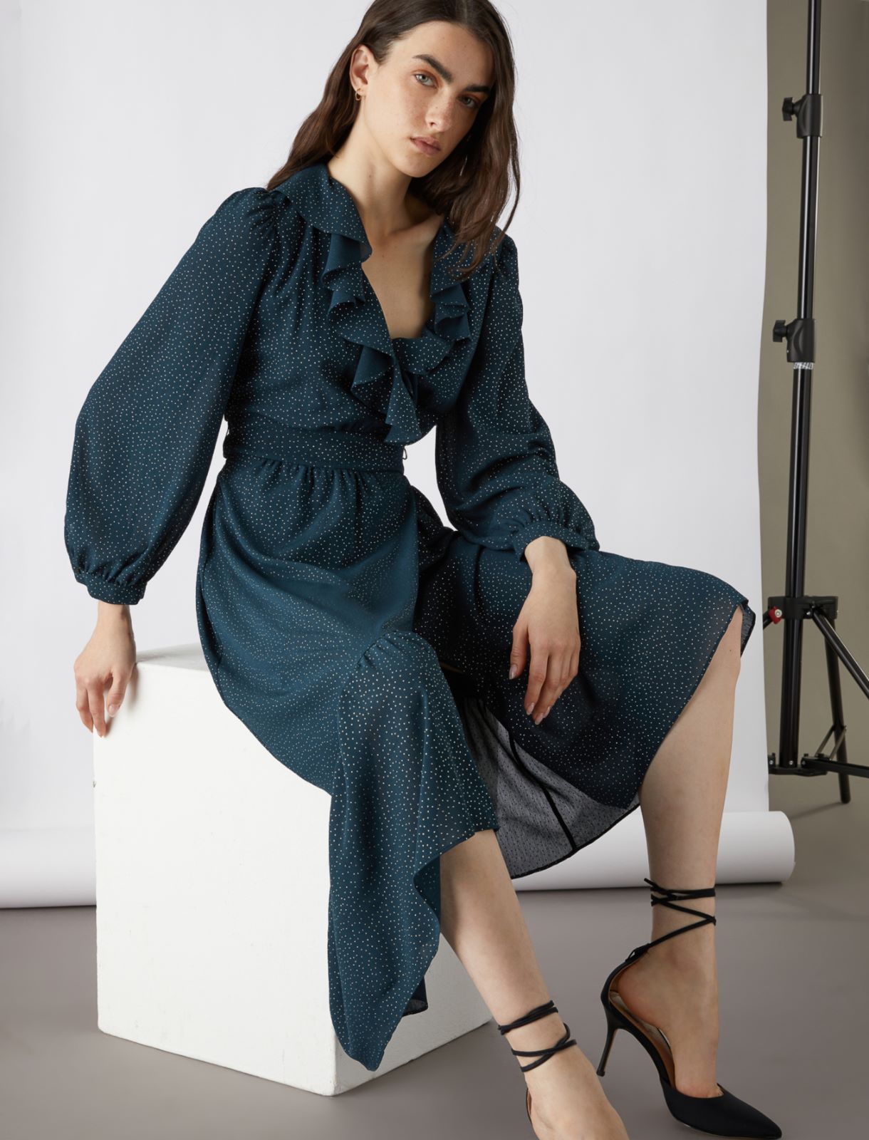 Robe asymétrique, vert fonce | Marella Robe asymétrique - Vert fonce - Marella - 4