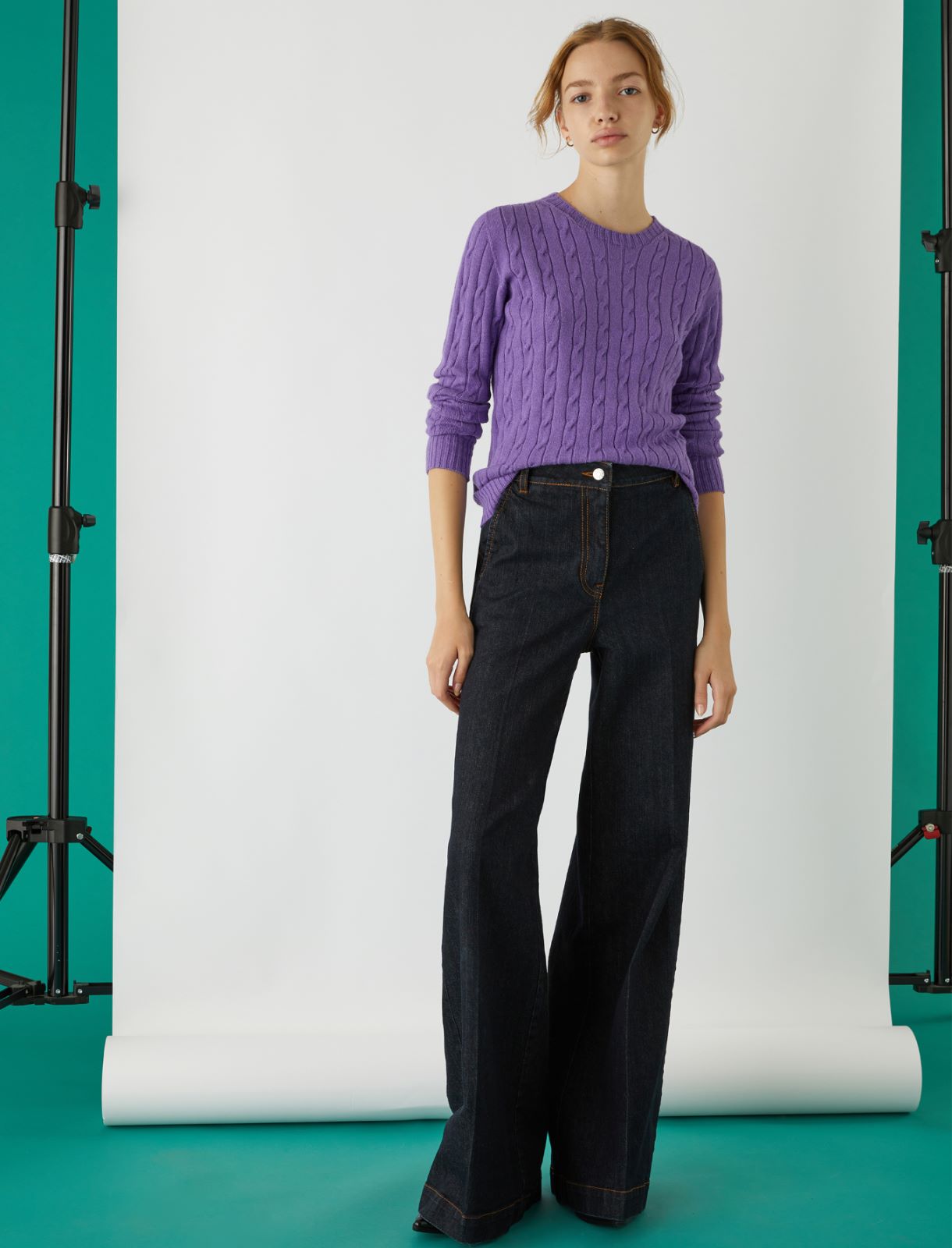 Cable-knit sweater - Purple - Marella