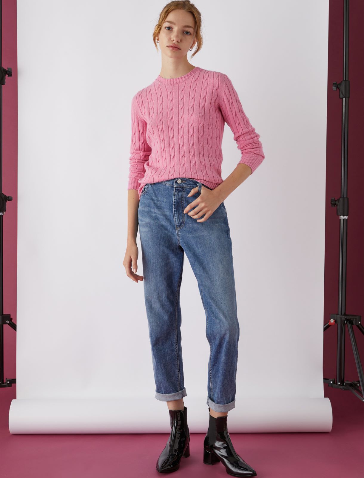 Cable-knit sweater - Shocking pink - Marella