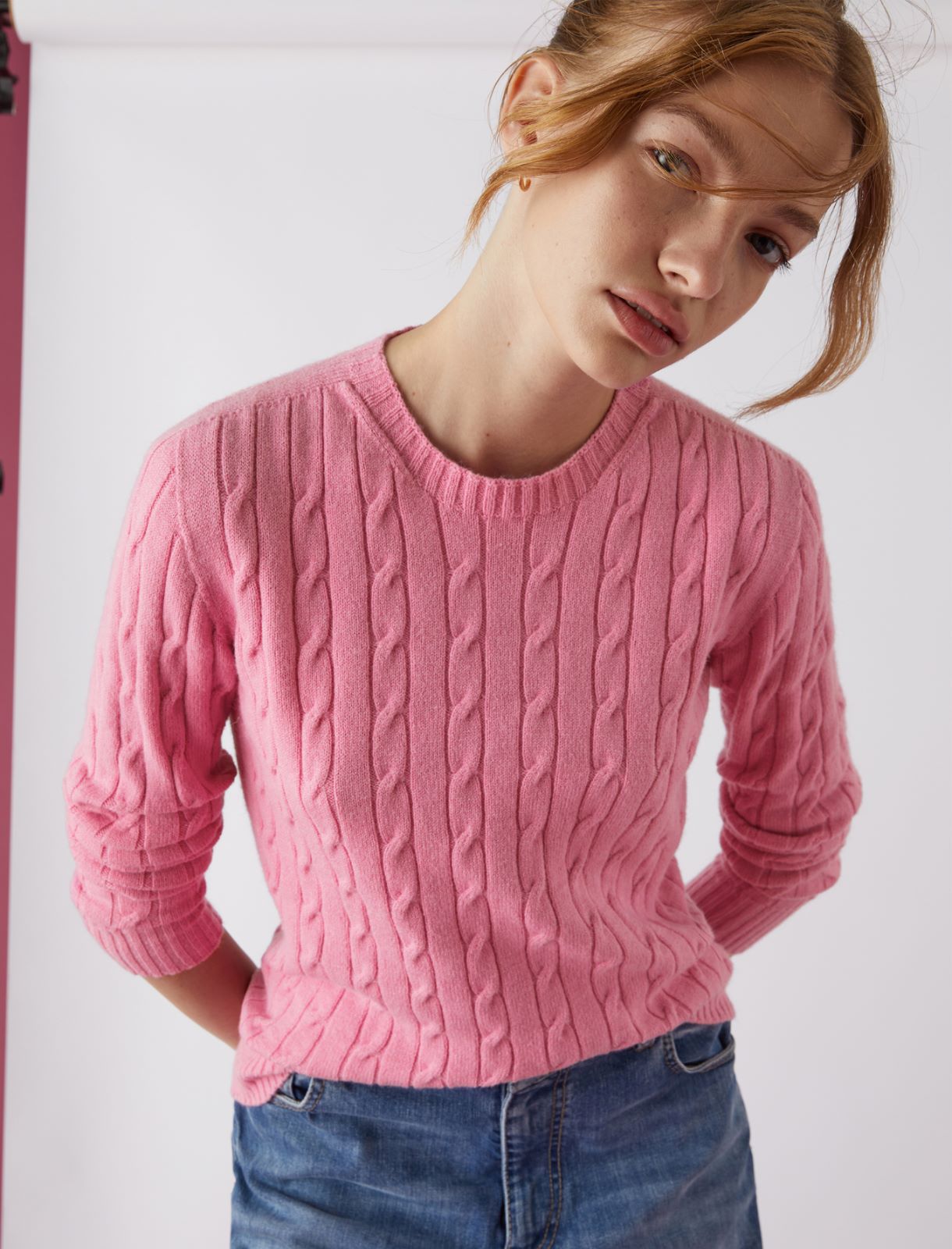 Cable-knit sweater - Shocking pink - Marella - 3