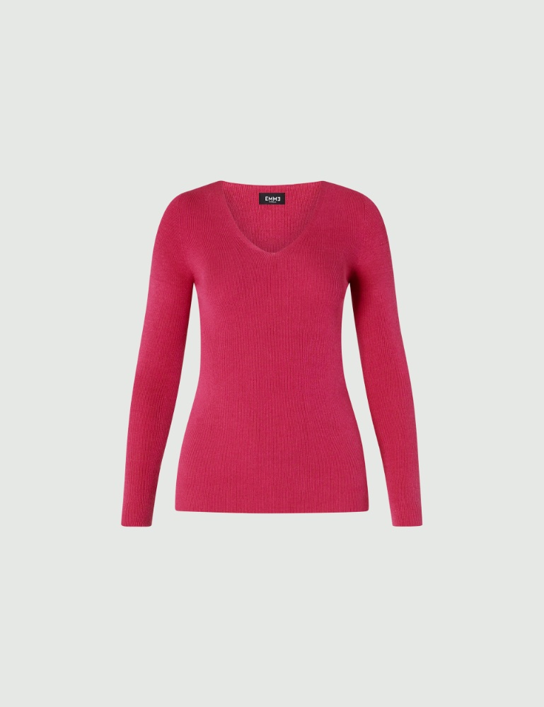 V-neck sweater - Fuchsia - Emme  - 2