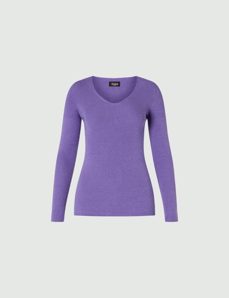Pullover mit V-Ausschnitt - Violett - Emme  - 2