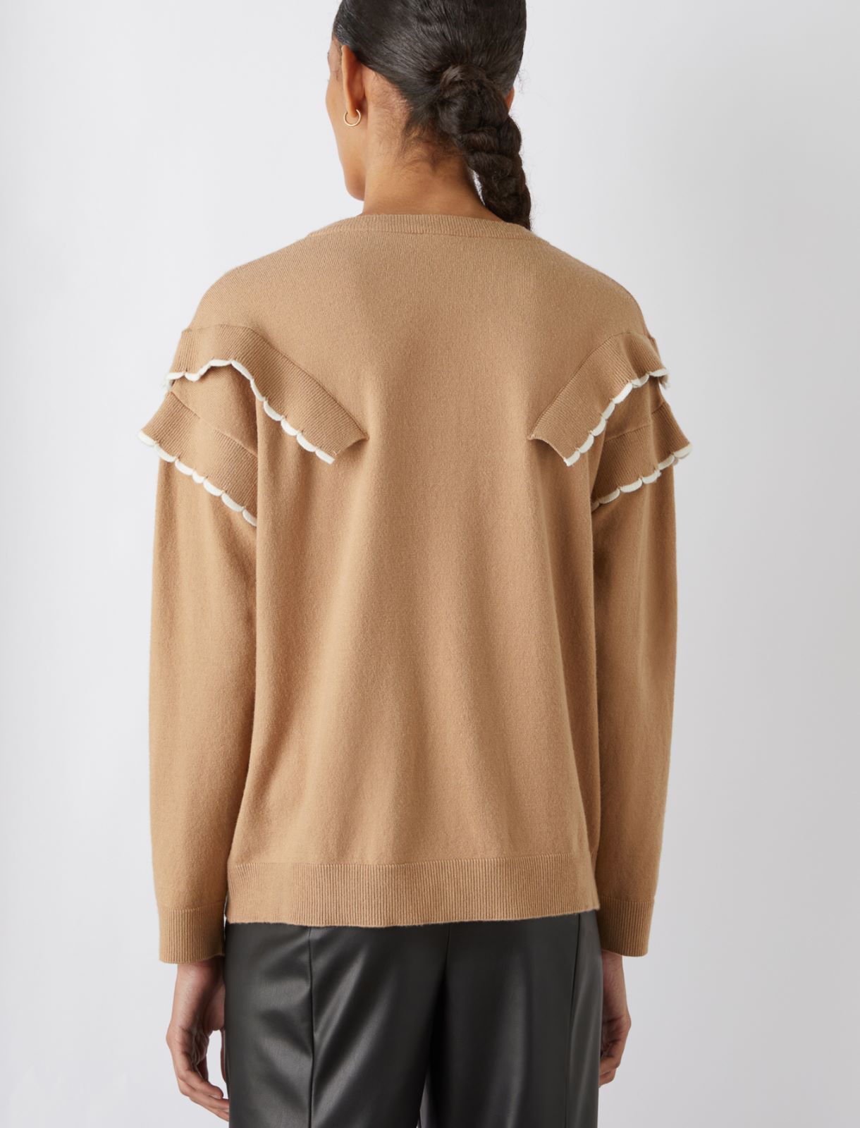 Ruffled sweater - Camel - Marella - 2