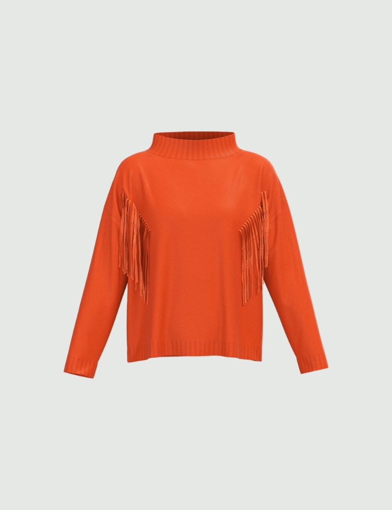 Pullover mit Fransen - Orange - Emme  - 2