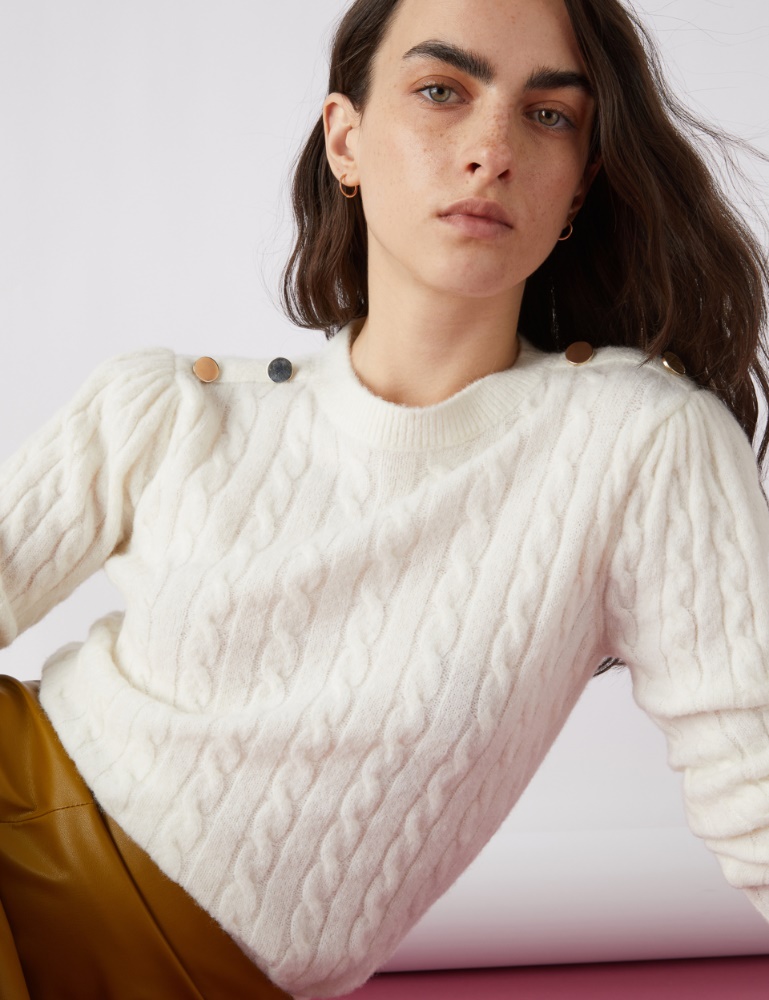 Cable-knit sweater - White - Persona
