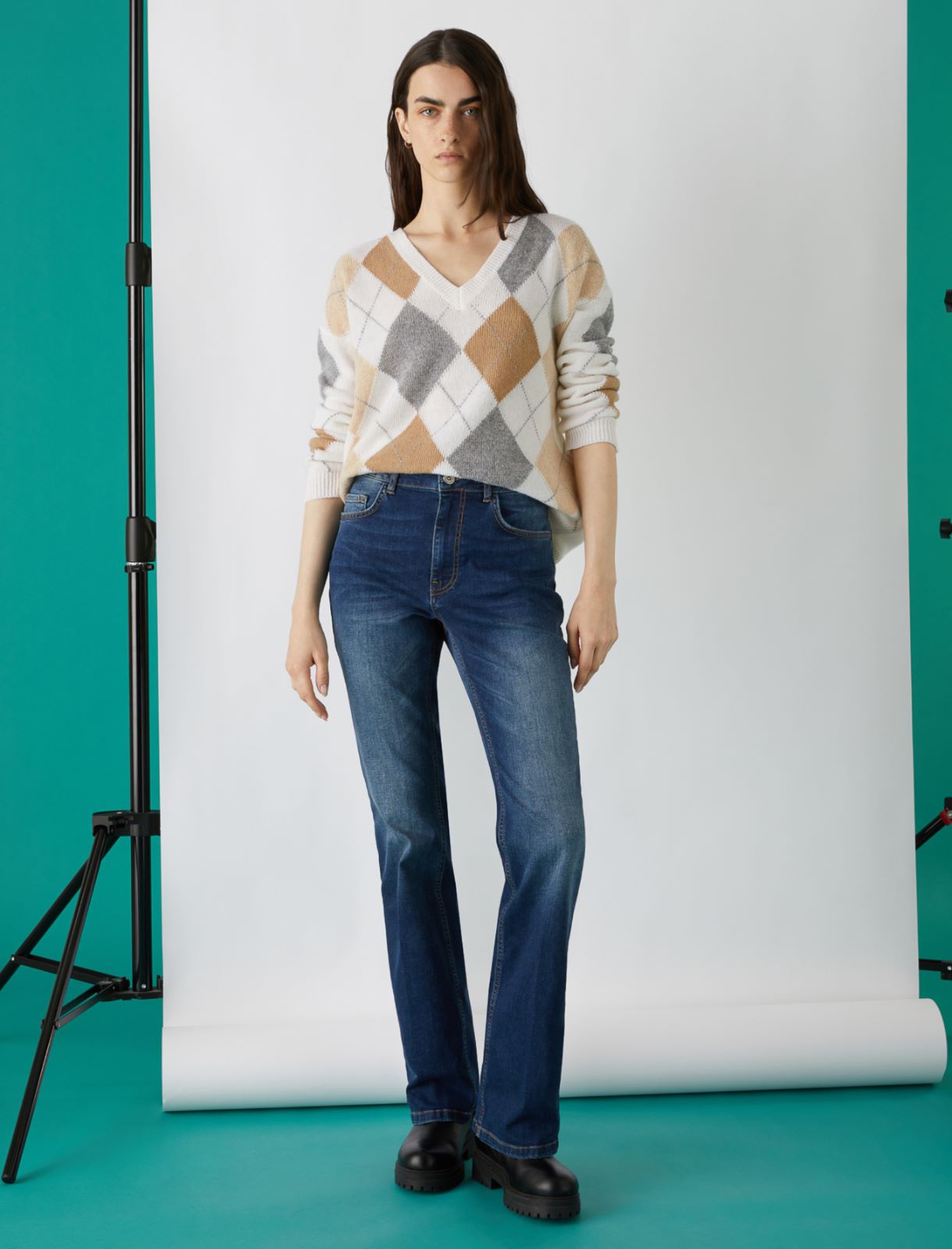 Diamond-lace knit sweater, white | Marella Diamond-lace knit sweater - White - Marella