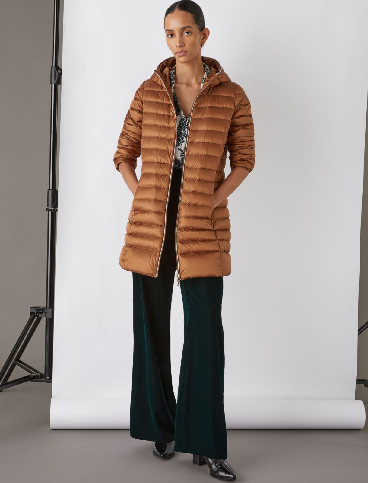 Hooded down jacket, camel | Marella
