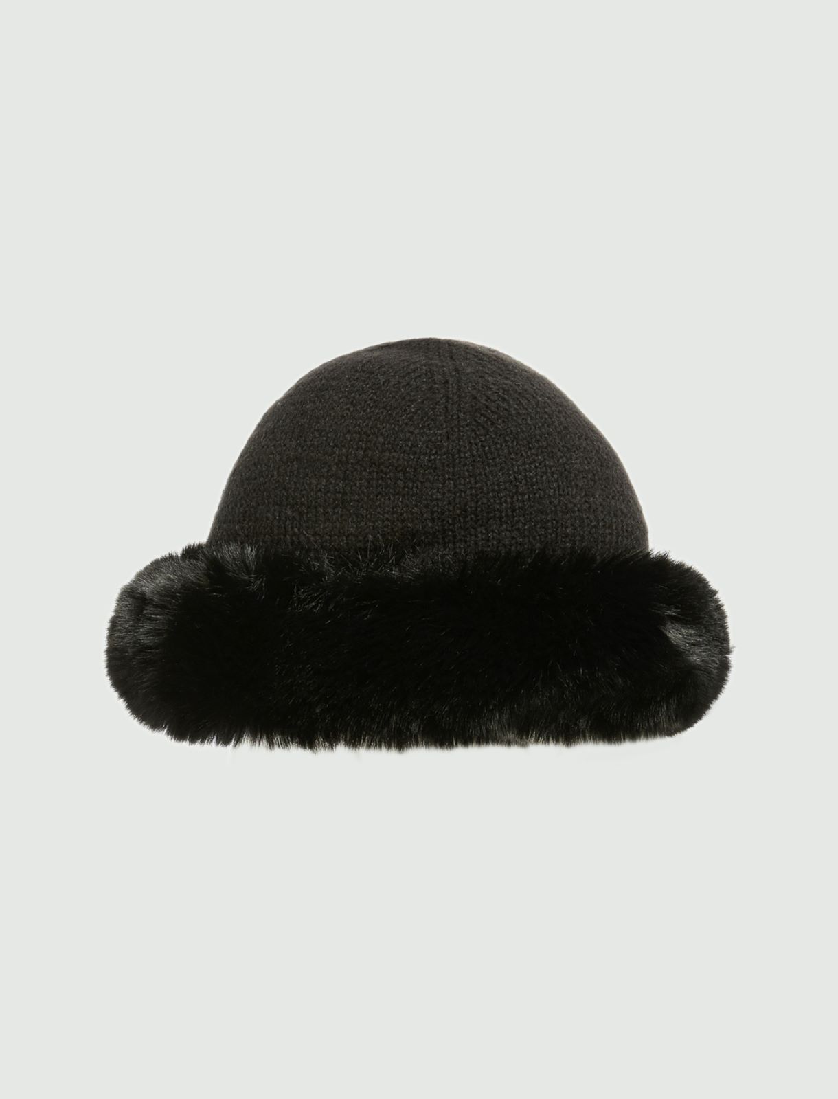 Wool-blend beanie hat - Black - Marina Rinaldi