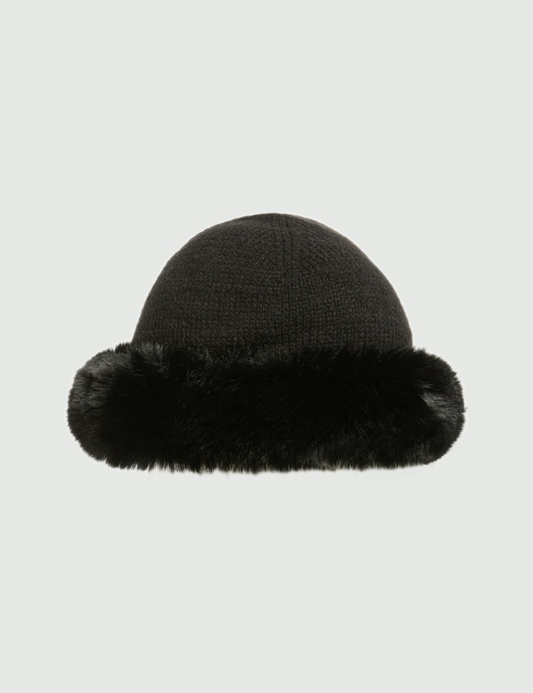 Wool-blend beanie hat - Black - Emme 
