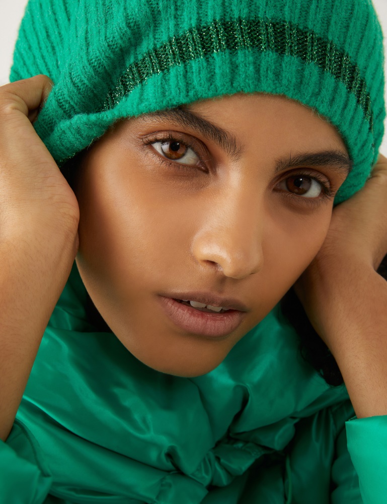 Rib-knit beanie hat - Green - Emme  - 2