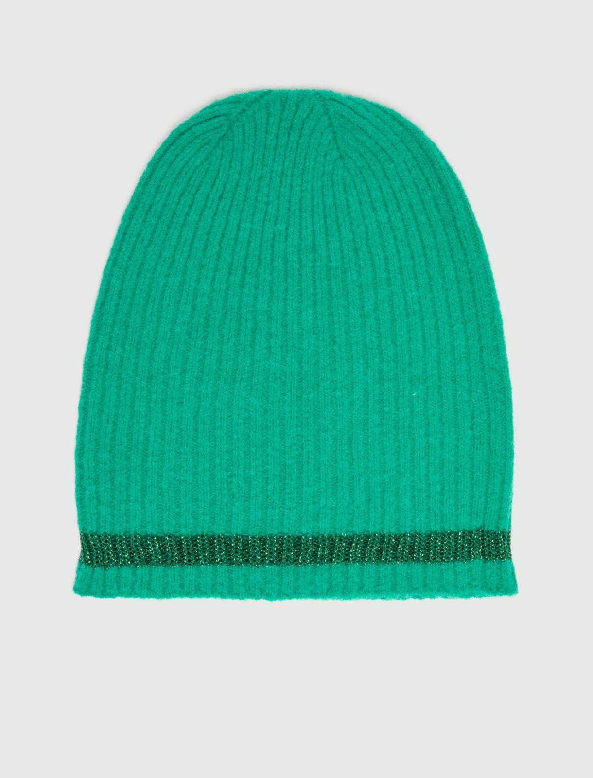 Rib-knit beanie hat - Green - Marella