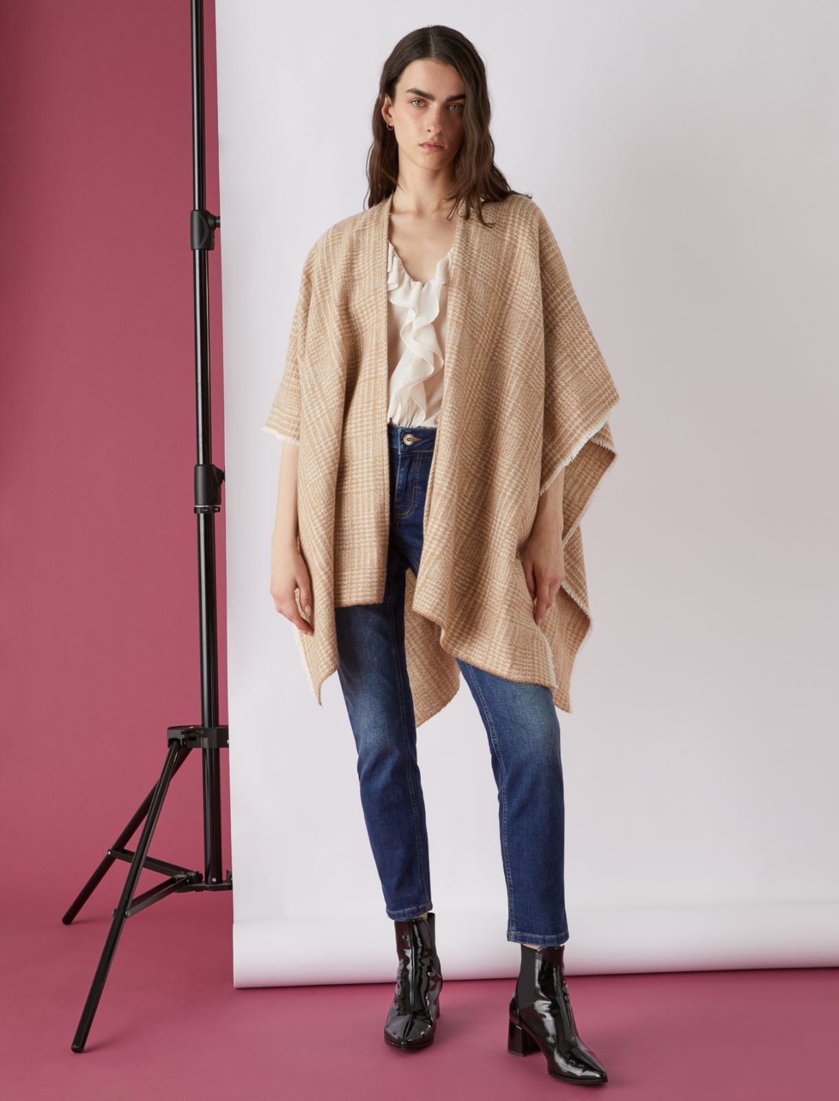 Poncho prince-de-galles, chameau | Marella Poncho prince-de-galles - Chameau - Marella - 2