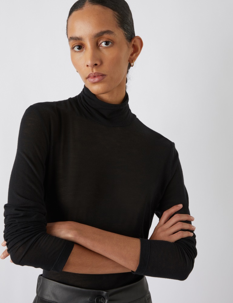 Jersey polo-neck sweater - Black - Emme 