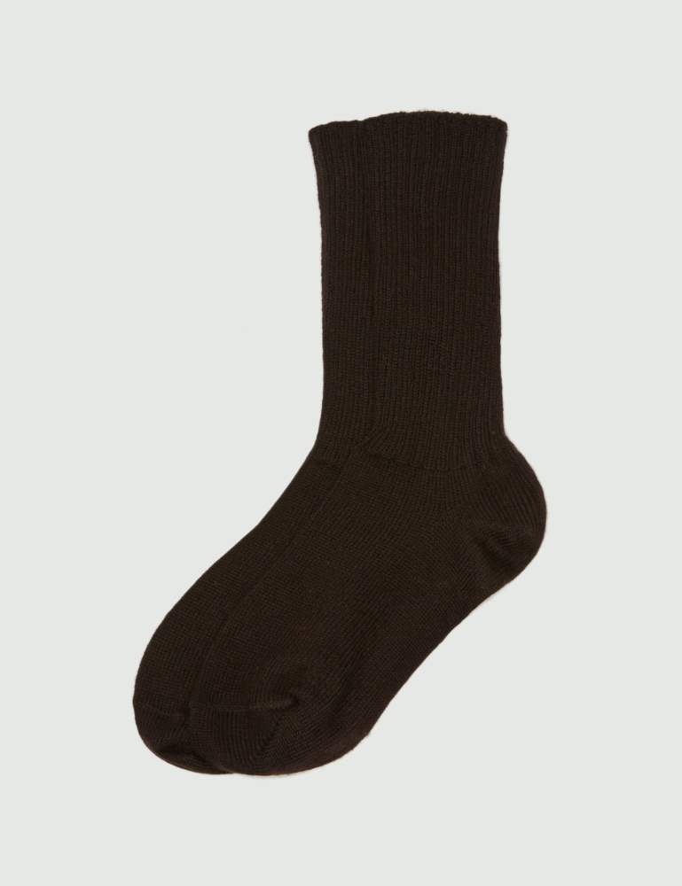 Rib-knit socks - Dark brown - Marella