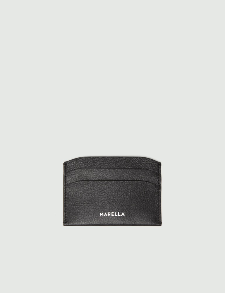 Leather card holder  - Dark grey - Marella