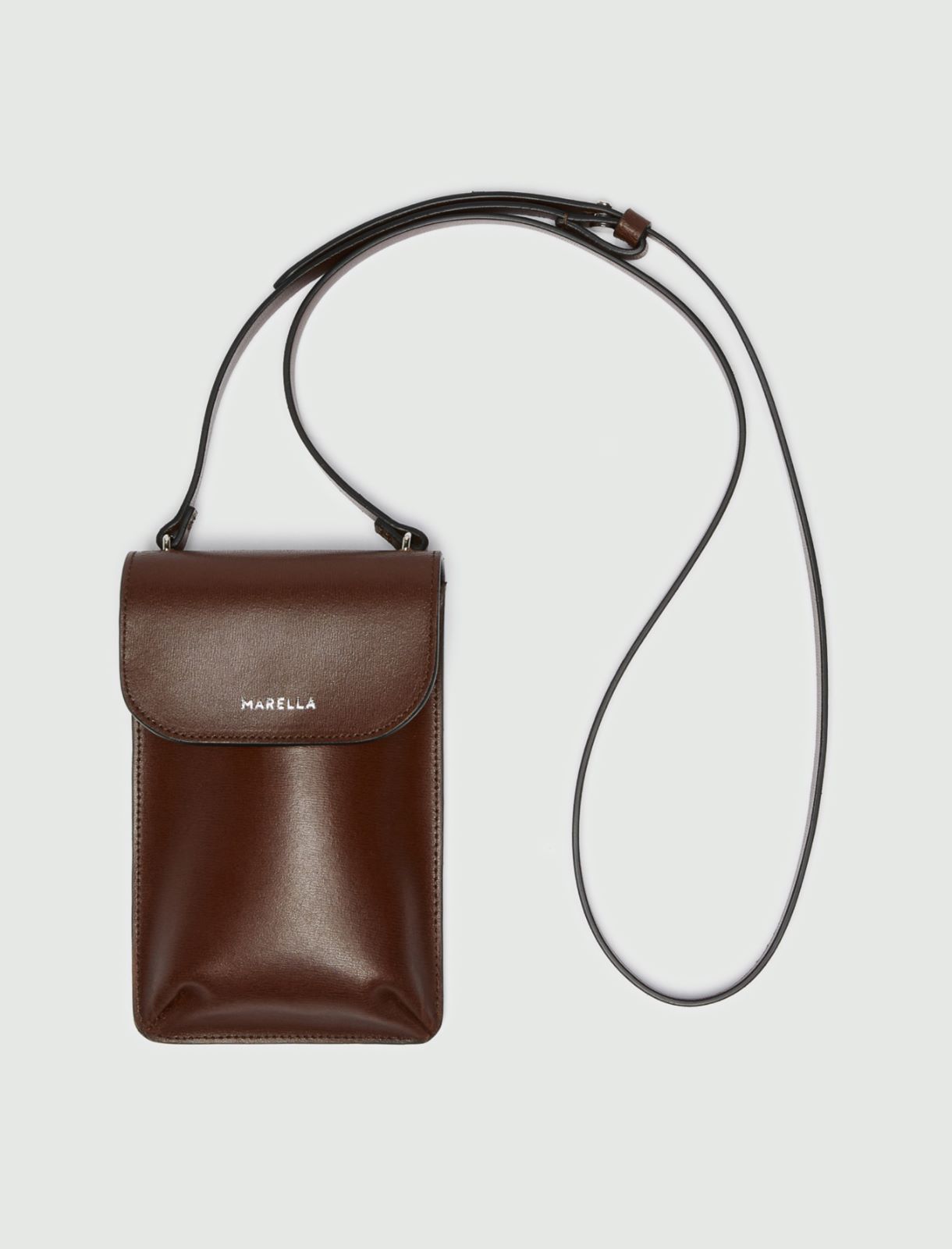 Leather phone holder  - Dark brown - Marina Rinaldi
