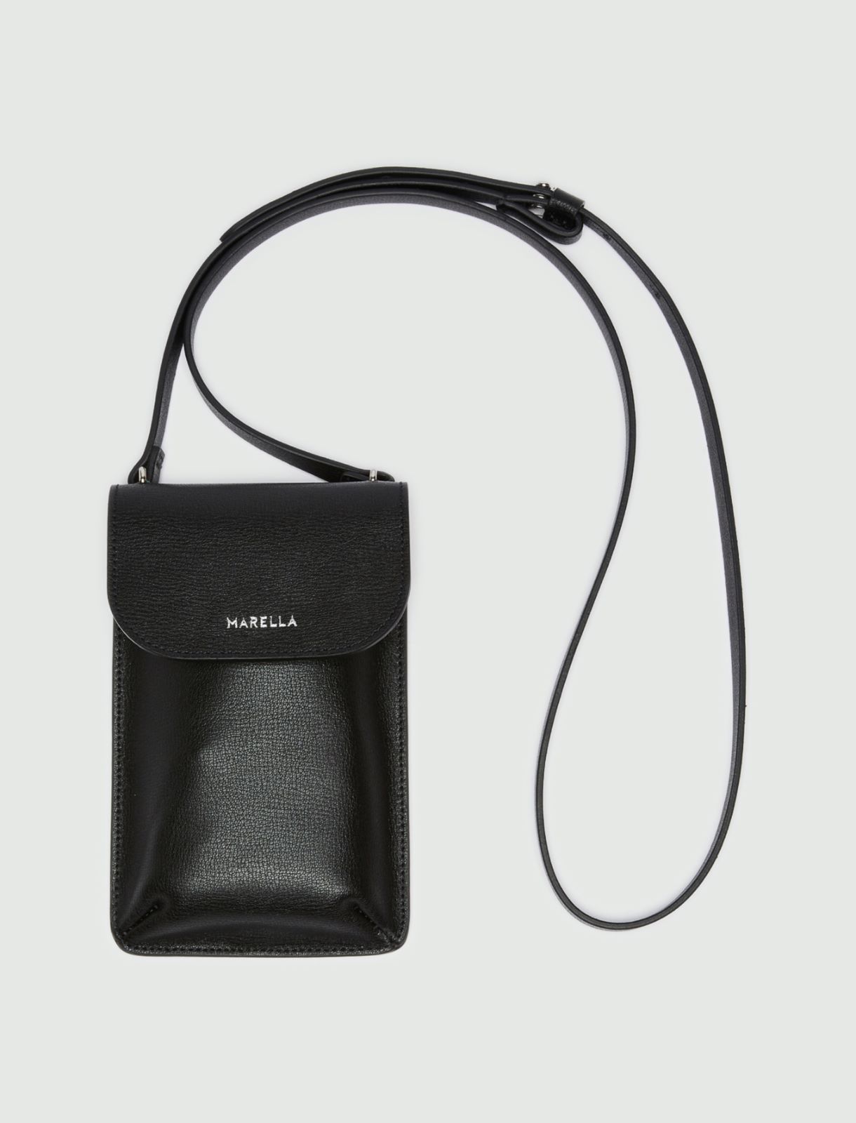 Leather phone holder  - Dark grey - Marina Rinaldi