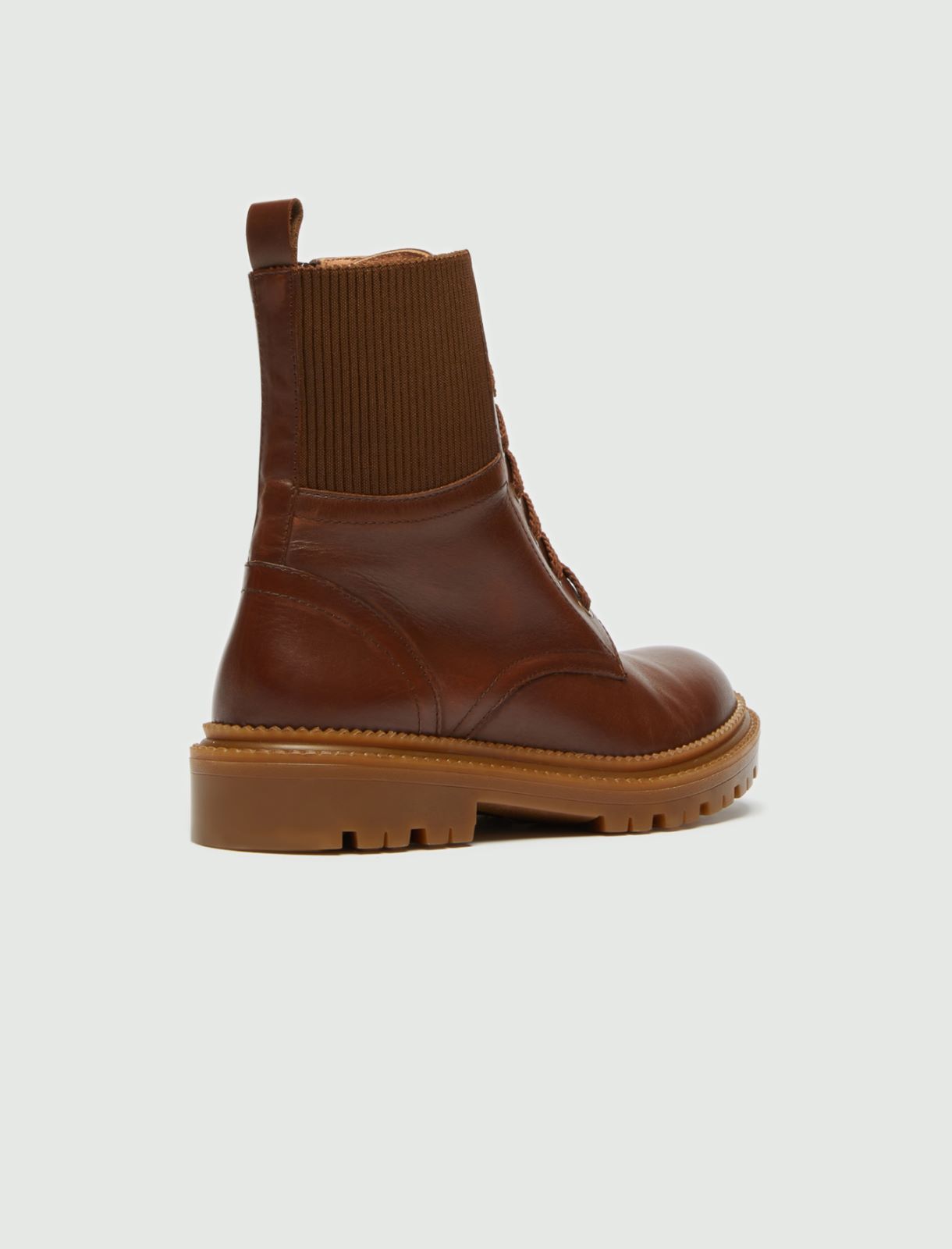 Leather combat boots  - Dark brown - Marella - 3