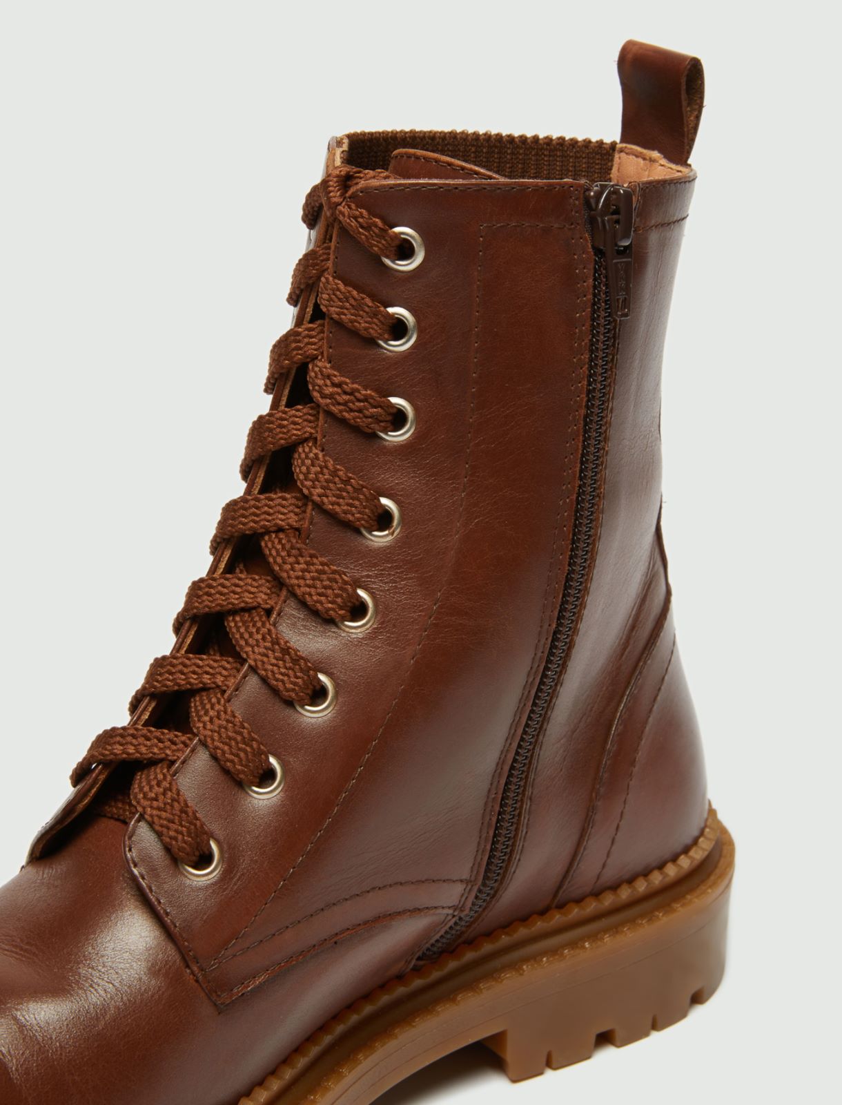 Leather combat boots  - Dark brown - Marella - 4