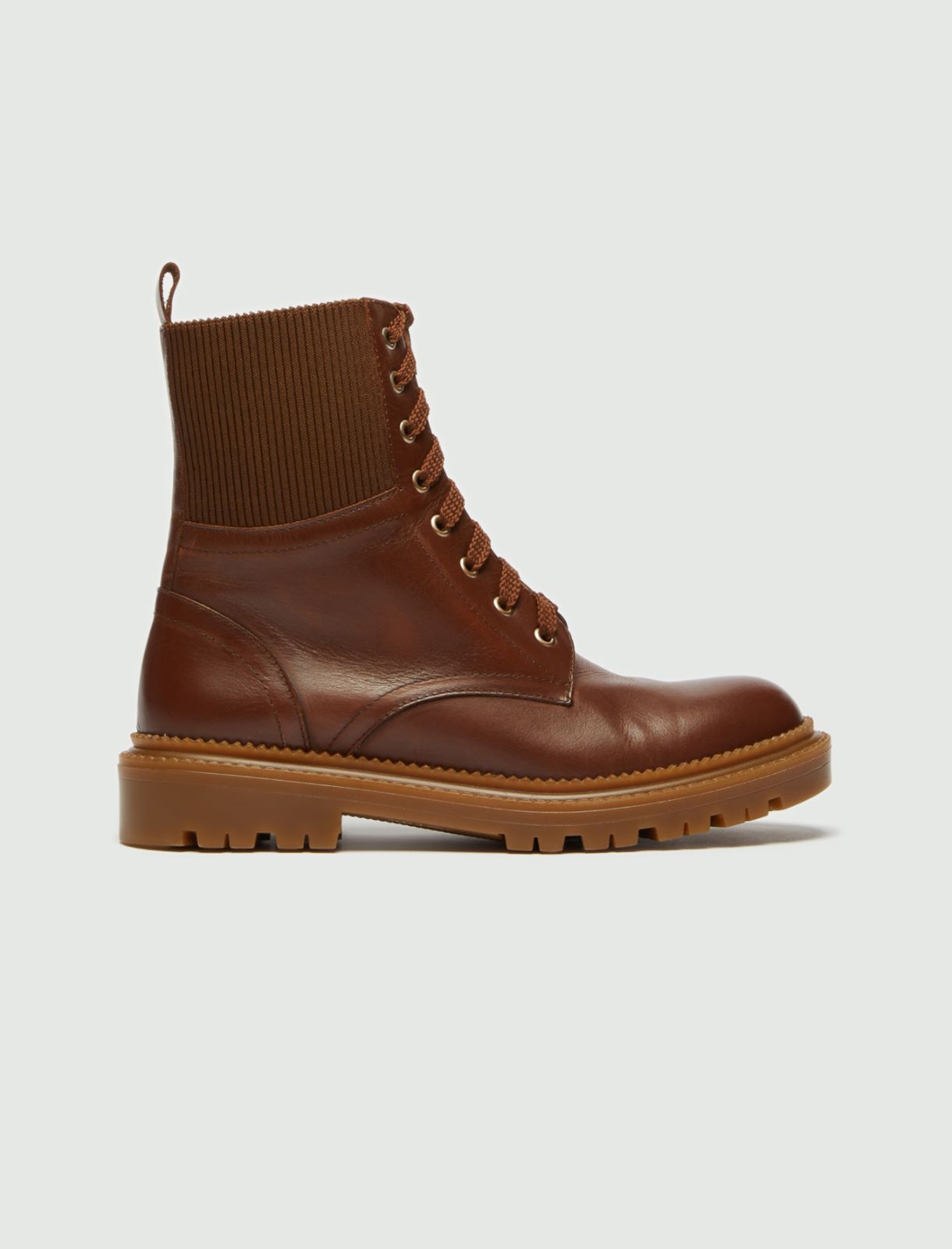 Leather combat boots  - Dark brown - Marella